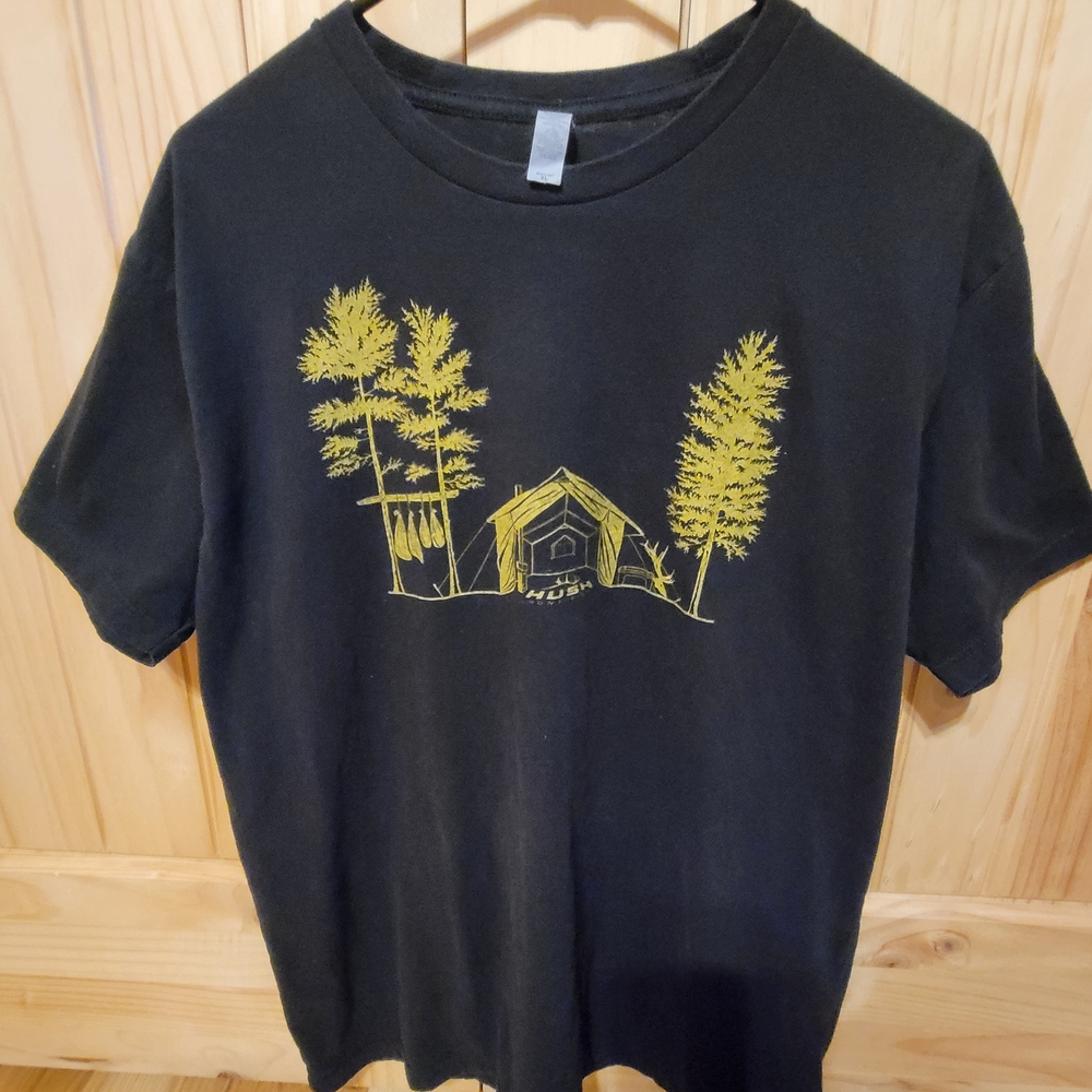 Black T-Shirt with Yellow Tree Graphic